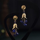 Lapis Lazuli Drop Earrings Gold Plated French Retro Blue Stone Dangle