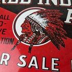 Vintage Red Indian Porcelain Sign - American Indian Auto Oil Service Gas Sign