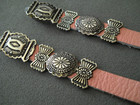 Southwestern Sterling Silver Concho Belt Light Pink Leather Drop Post Earrings
