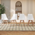 Set Of 4 Dining Chair Pp Plastic Kitchen Chair With Beech Wood Legs Dining Room