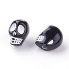 20 Skull Beads Black Acrylic Gothic Halloween Jewelry Supplies Set 13mm