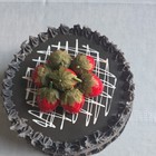 Handmade Faux Prop Fake  Chocolate Cake 9  Wide 5 5  Tall Display  Strawbwerries
