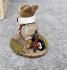 Vtg Retired Wee Forest Folk Wff Red Scooter Mouse In Box Free Us Shipping