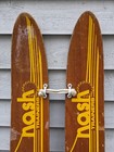 Vintage Wooden Waterskis Water Skis Yellow Nash Trainers Measures 47 