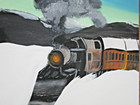 Original Train In Snow Winter Railroad Decor Acrylic Painting 16 x20 