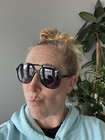 Retro Aviator Sunglasses For Women Men trendy Rectangle Shades Black Sj2174c1