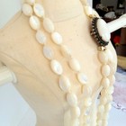 Vintage Mother Of Pearl Beaded Necklace With Brooch Clasp