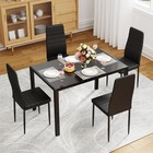 Fdw   Dining Table Set For 4   5-piece Glass Black Dining Table
