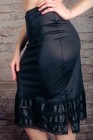 Sears Vintage Retro Knee Length Satin Half Slip Small Black Burlesque Slit Sexy