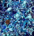 Vintage All Glass Blues Quarter Pound Beads Mix