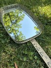 Vintage Oblong Ornate Gold Tone Metal Filigree Mirror Vanity Dresser Tray  16   x9