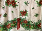 Vtg Christmas Tablecloth Fabric Beautiful Poinsettias Bow On Lt Pink 2 3y X72 w