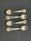 A-032 Franklin Mint Sterling Salt Spoon State Flower Set Of 4    mo Md Nh Fl   