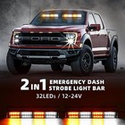 2 In 1 Led Emergency Dash Strobe Light Bar Front rear Windshield Safety Flashing