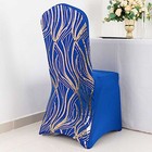Royal Blue Gold Embroidered Sequin Spandex Banquet Chair Cover Party Decorations