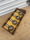 Vtg Mcm Set Of 4 Inland Glass Mini Carafes  carafettes   Coasters Each 6    Tall