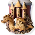 Vtg Studio Art Pottery Dragon Castle Fantasy Tea Light Candle Oil Wax Burner