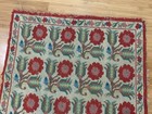 Vintage Antique Woven Rug   Tapestry W  Repeating Red Flower Pattern Decoration