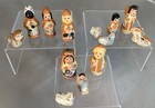 Vintage Mexican 13 Pc Nativity Set Folk Art Hand Painted Clay Pottery Rare Color