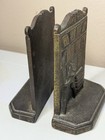 Antique Cast Iron Library Bookcase Bookends Pair 6 25    Bronze Finish Vintage