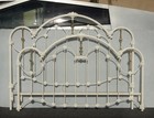 Vintage French Elliott s Designs White   Gold Iron Queen Headboard W Footboard