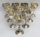 Outstanding Late 1940 S Japanese  10  Silver Plated 6 1 2  Water Goblets