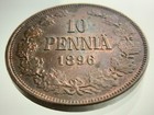 1896 Finland 10 Pennia Km  14 Circulated Coin Ii411