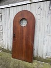 Antique Vintage 36    X 79    Arched Entry Door W  Leaded Glass And Jamb 