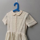Vintage White Lace Girls Handmade Party Dress 50s Peter Pan Collar Button Back