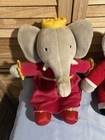 1988 Gund Babar   Queen Celeste Applause Elephant Plush Toys Lot Of 2 Vintage