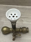 Vintage Brass Bunsen Burner W  Porcelain Top Funnel