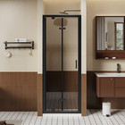 30 x72  Shower Door  Pivot Shower Door With Bifold Glass Panle Matte Black Frame
