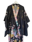 Kimono Size Os Made In Japan Japanese Black Gilt Poem Floral Robe Bridal Hens