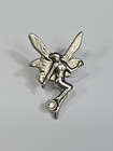 Fairy Lapel Pin Tiny Faux Jewel Silver Color Metal 