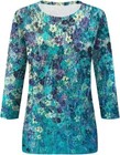 Women s Floral Print 3 4 Long Sleeve Casual Loose Round Neck Blouse Size Large