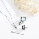 Justkidstoy Dog Urn Necklace S925 Sterling Silver Moonstone Teardrop Pendant
