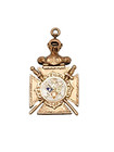 Antique Gold-filled Fcb Knights Of Pythias Enamel Crest Helmet Fob Pendant  1 5 