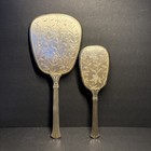 Vintage Silver Plated Embossed Floral Dresser Vanity Set Hand Mirror    Brush