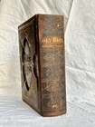 19th Century Antique Leather Bound Pictorial Illustrated 1888 Large Holy Bible