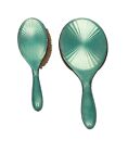 Sterling Silver Green Guilloche Enamel Mirror   Brush Set Antique 1935 Art Deco