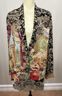 Vintage 90s Carole Little Womens Medium Sz 12 Baroque Print Jacket Rayon Lined