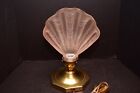 Vtg Art Deco Nouveau Style Table Lamp Light Fixture Frosted Glass Seashell Shade