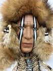 Native American Spirit Mask Wall Hanging  Antlers feathers beads fur Breastplate