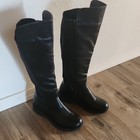 Wanted Women   s Black Knee High Riding Boots Side Zip Round Toe Faux Leather 5 5