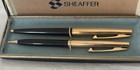 Vintage Sheaffer Fine Ballpoint   Pencil Set - Black   Gold-tone In Case