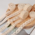 32 8 Yards Beige Scalloped Edge Lace Antique Crochet Cotton Lace Trim Vintage   