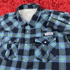 Columbia Pfg Pearl Snap Vented Long Sleeve Flannel Shirt Mens Xxl Blue Plaid