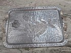 Vtg  1960s Hammered Aluminum Floral  Wrought Rodnet Kent Serving Tray  408   404