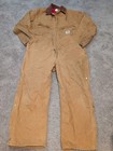 Vtg Carhartt Duck Canvas Quilted Insulated Coveralls Mens Brown 40 Workwear 