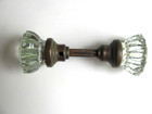 Antique Glass Door Knob Set  Brass  With Spindle Shaft  From Mortise Lockset  Gc